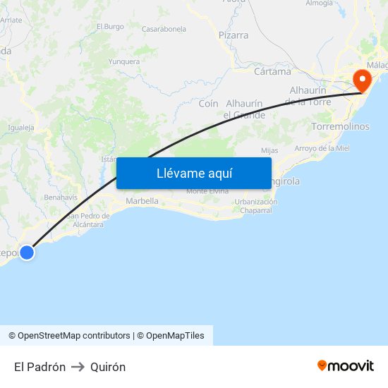 El Padrón to Quirón map
