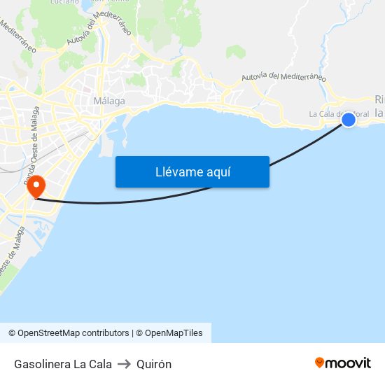 Gasolinera La Cala to Quirón map