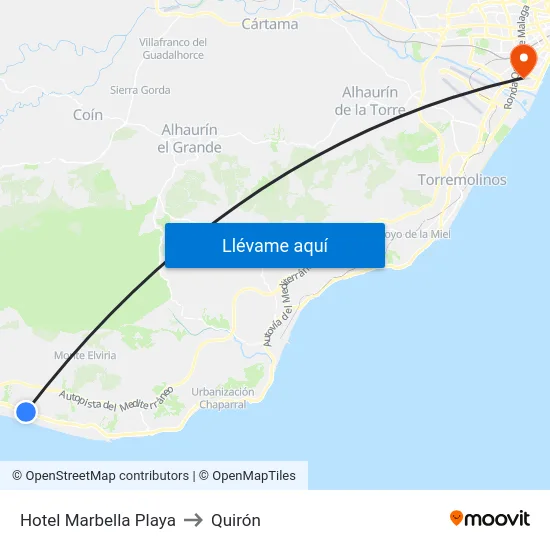 Hotel Marbella Playa to Quirón map