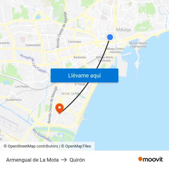 Armengual de La Mota to Quirón map