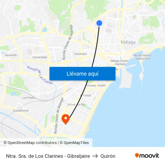 Ntra. Sra. de Los Clarines - Gibraljaire to Quirón map