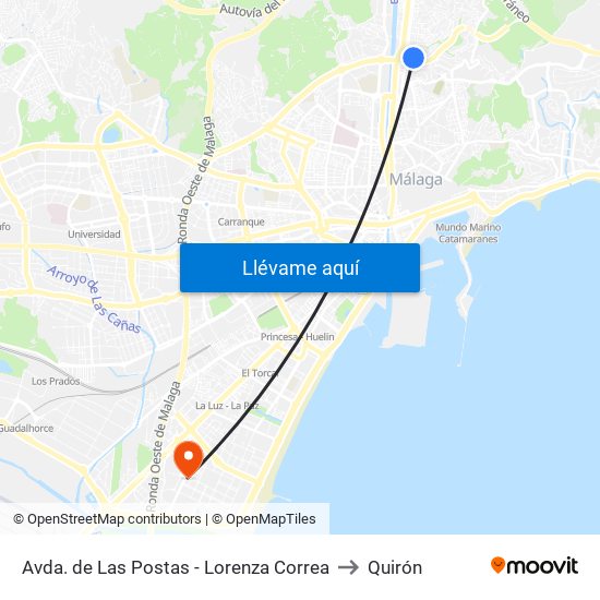Avda. de Las Postas - Lorenza Correa to Quirón map