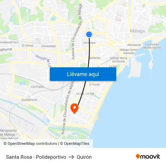 Santa Rosa - Polideportivo to Quirón map