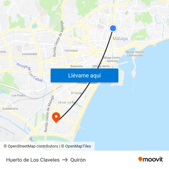 Huerto de Los Claveles to Quirón map