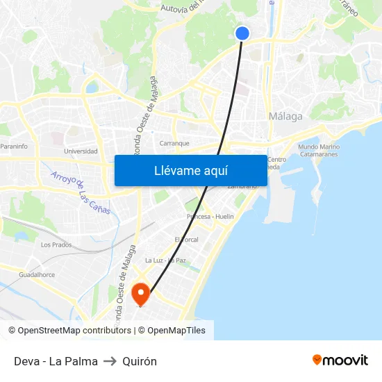 Deva - La Palma to Quirón map