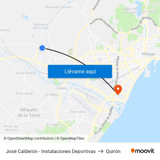 José Calderón - Instalaciones Deportivas to Quirón map