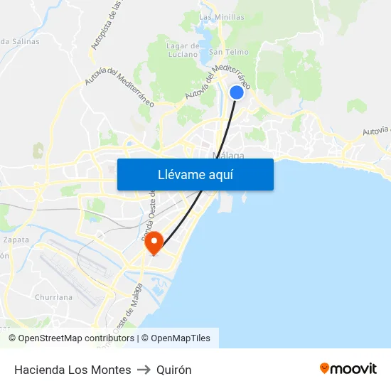 Hacienda Los Montes to Quirón map