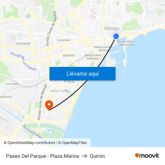 Paseo Del Parque - Plaza Marina to Quirón map