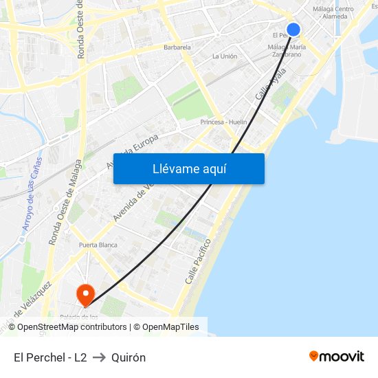 El Perchel - L2 to Quirón map