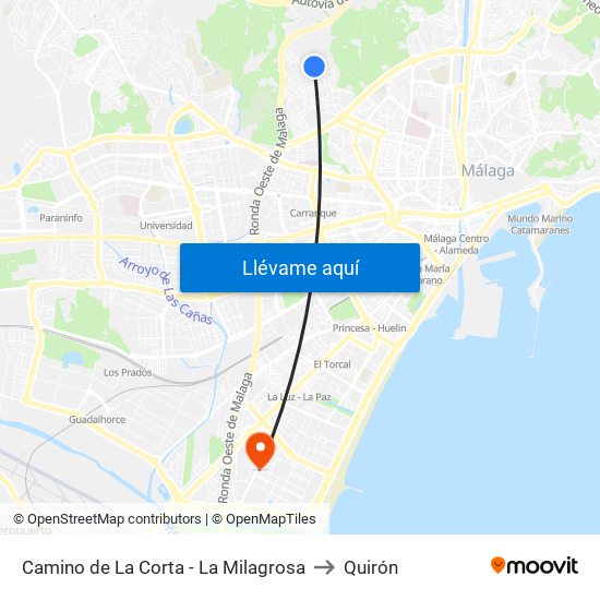 Camino de La Corta - La Milagrosa to Quirón map