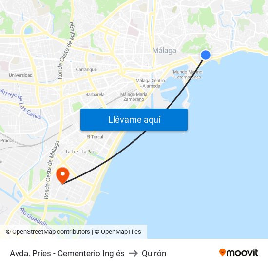 Avda. Príes - Cementerio Inglés to Quirón map