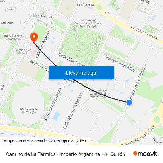 Camino de La Térmica - Imperio Argentina to Quirón map