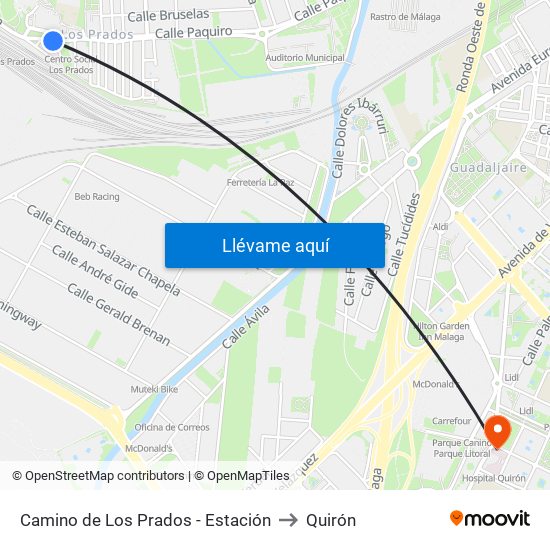 Camino de Los Prados - Estación to Quirón map