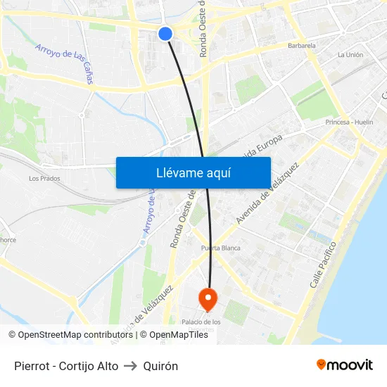 Pierrot - Cortijo Alto to Quirón map
