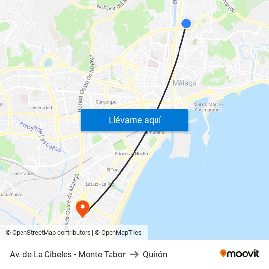 Av. de La Cibeles - Monte Tabor to Quirón map