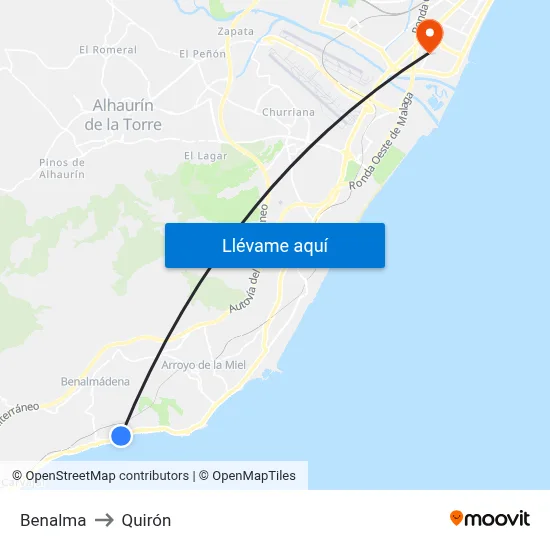 Benalma to Quirón map