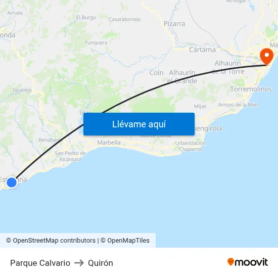 Parque Calvario to Quirón map