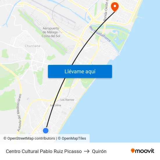Centro Cultural Pablo Ruiz Picasso to Quirón map