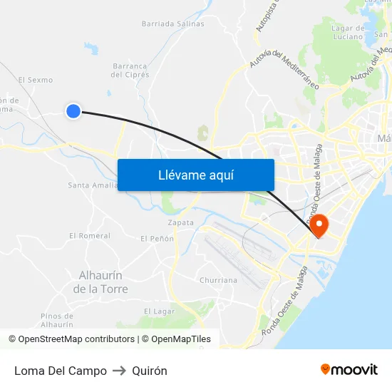 Loma Del Campo to Quirón map