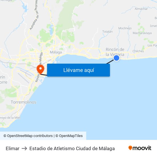 Elimar to Estadio de Atletismo Ciudad de Málaga map