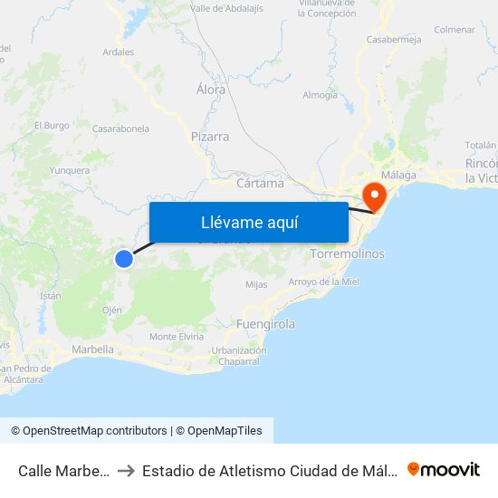 Calle Marbella to Estadio de Atletismo Ciudad de Málaga map
