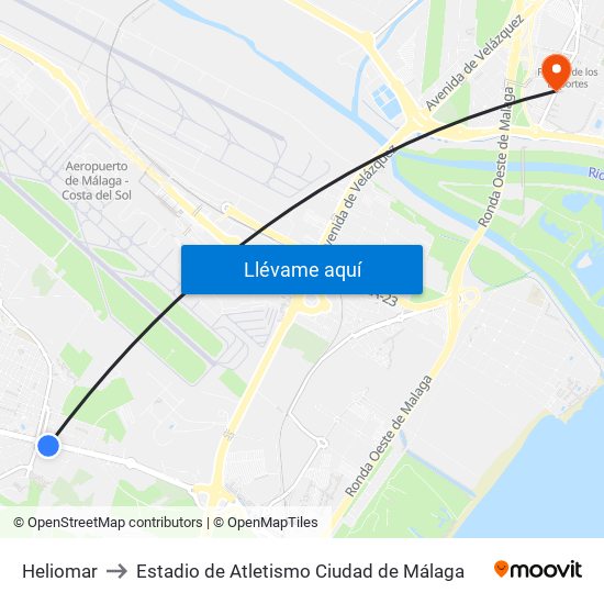 Heliomar to Estadio de Atletismo Ciudad de Málaga map