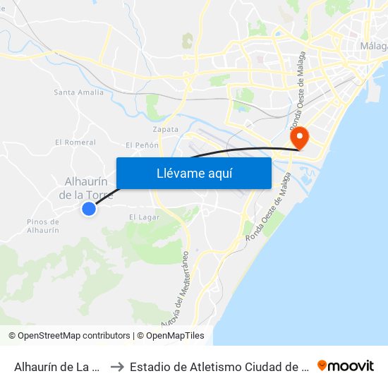 Alhaurín de La Torre to Estadio de Atletismo Ciudad de Málaga map