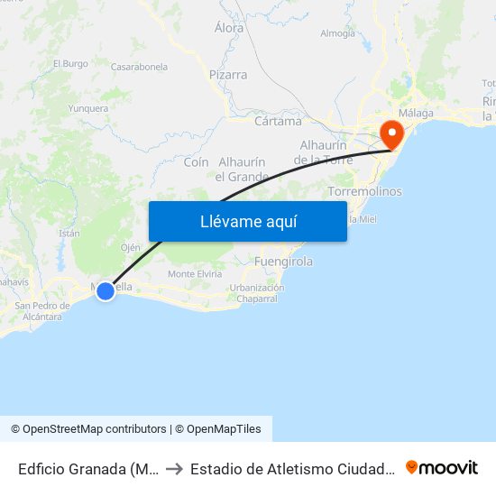 Edficio Granada (Marbella) to Estadio de Atletismo Ciudad de Málaga map