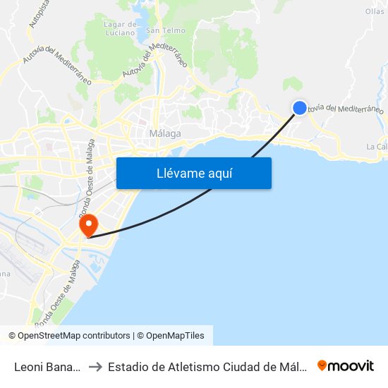 Leoni Banabu to Estadio de Atletismo Ciudad de Málaga map