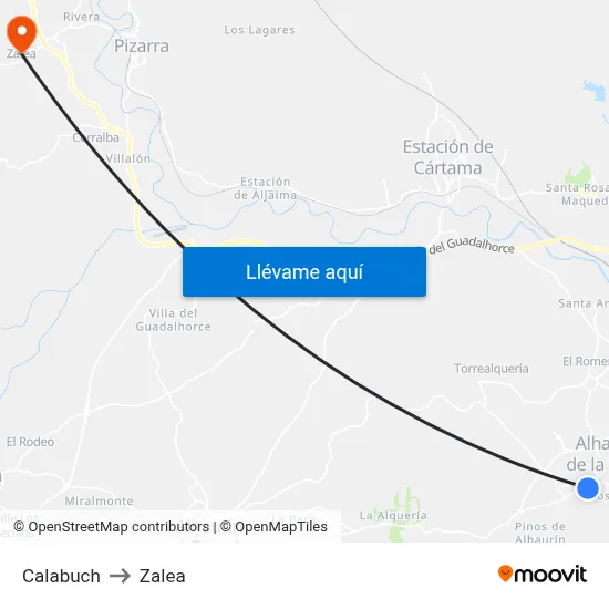Calabuch to Zalea map