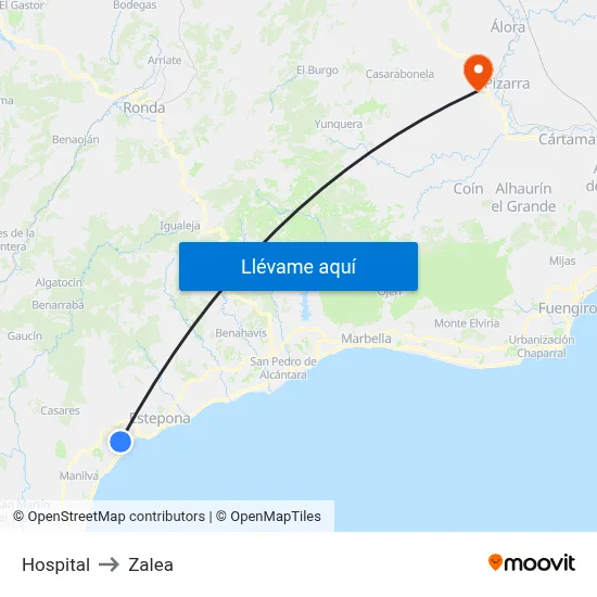 Hospital to Zalea map