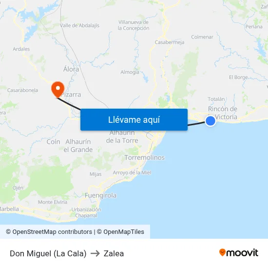 Don Miguel (La Cala) to Zalea map