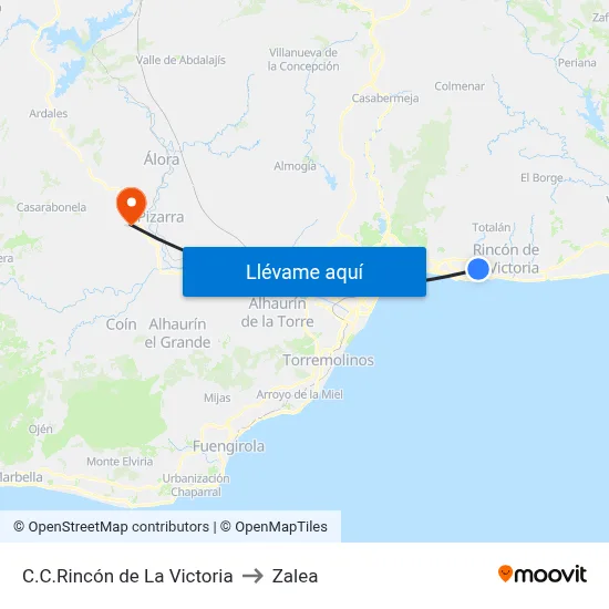 C.C.Rincón de La Victoria to Zalea map
