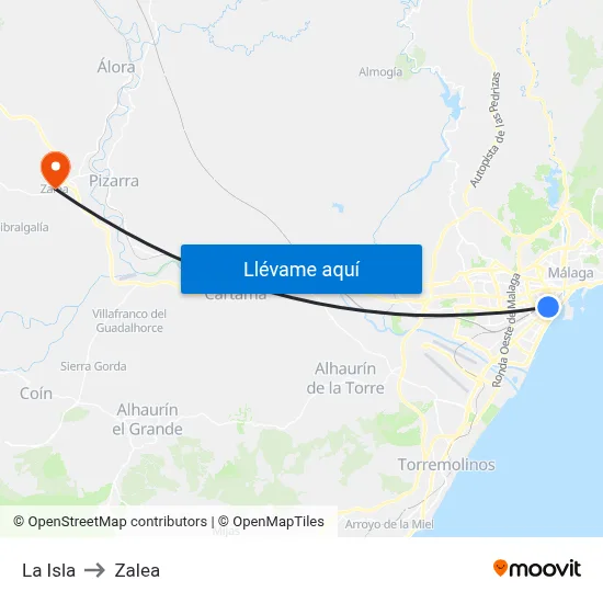 La Isla to Zalea map