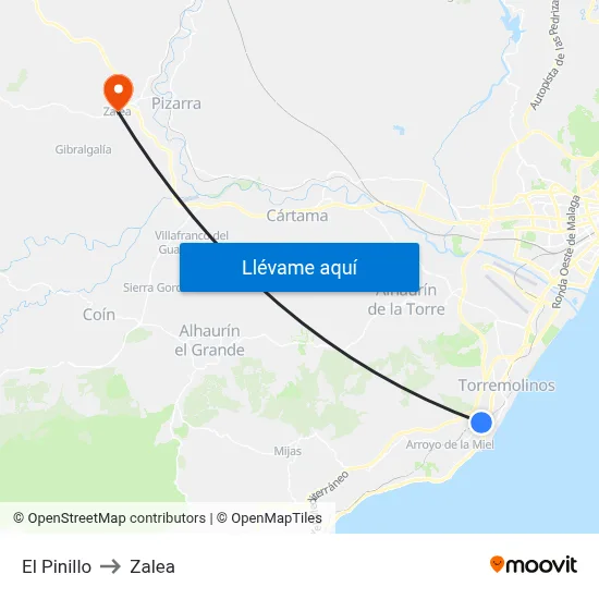 El Pinillo to Zalea map