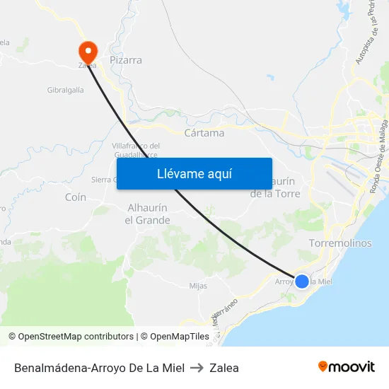 Benalmádena-Arroyo De La Miel to Zalea map