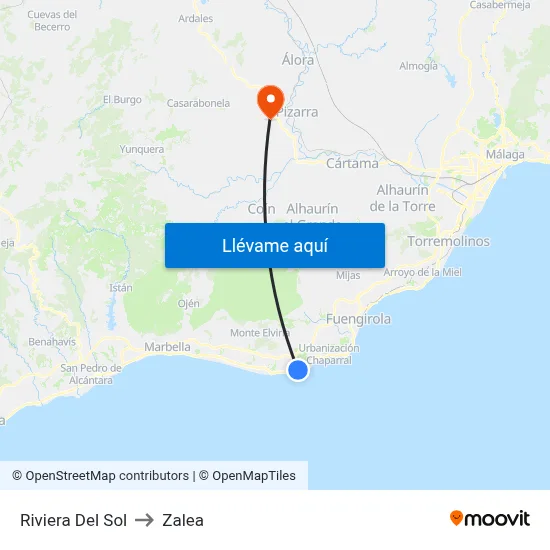 Riviera Del Sol to Zalea map