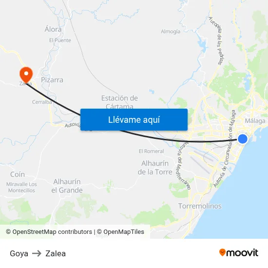 Goya to Zalea map