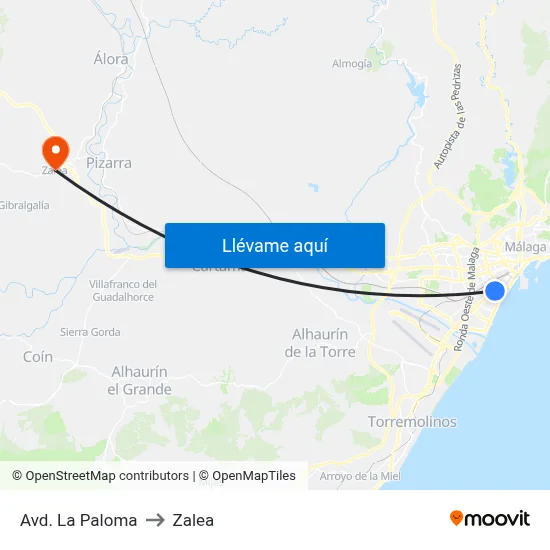 Avd. La Paloma to Zalea map