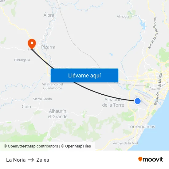 La Noria to Zalea map