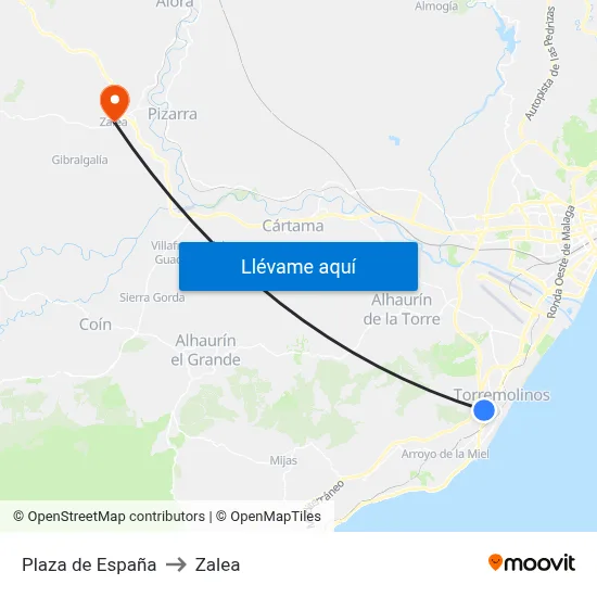 Plaza de España to Zalea map