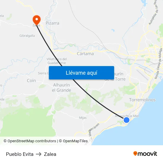 Pueblo Evita to Zalea map