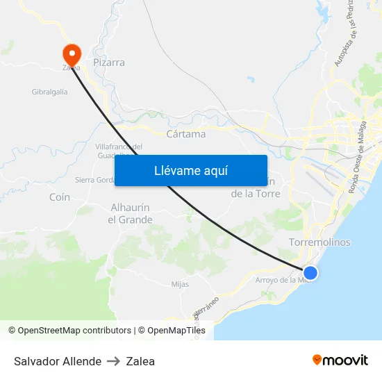 Salvador Allende to Zalea map