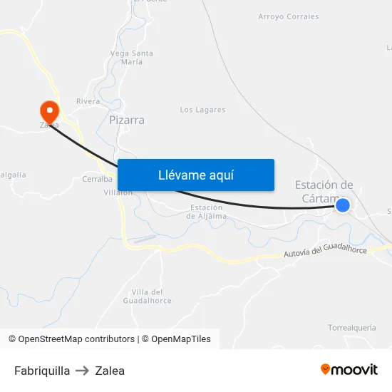 Fabriquilla to Zalea map