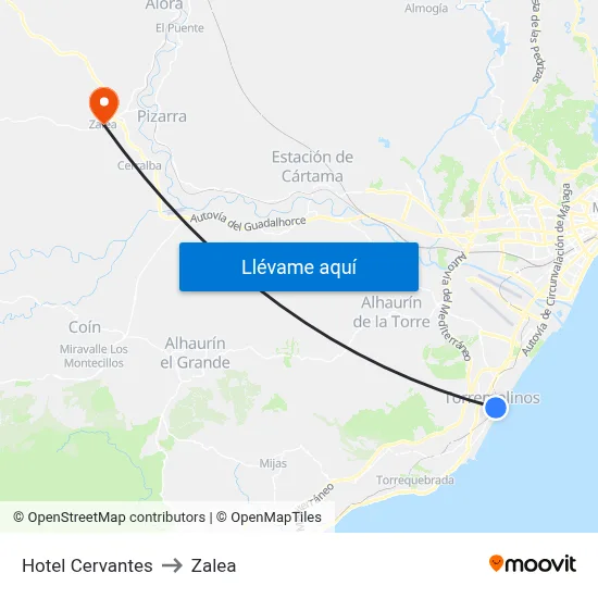Hotel Cervantes to Zalea map
