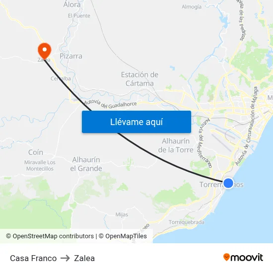 Casa Franco to Zalea map