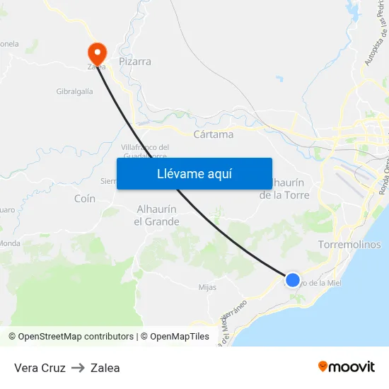 Vera Cruz to Zalea map