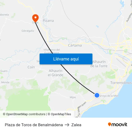 Plaza de Toros de Benalmádena to Zalea map