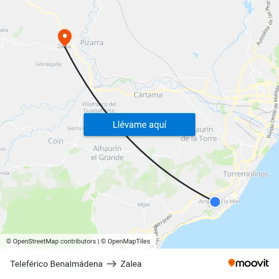 Teleférico Benalmádena to Zalea map