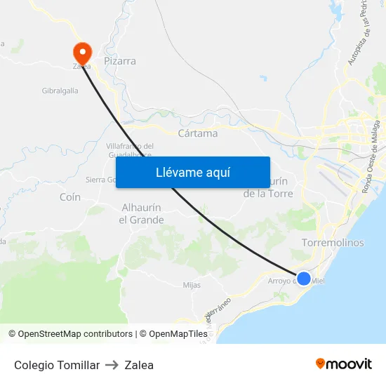 Colegio Tomillar to Zalea map